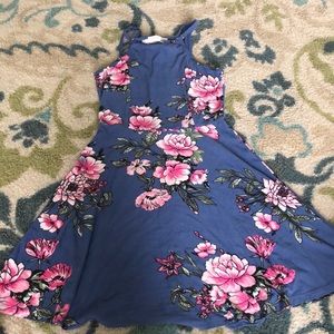 Purple dress with pink flowers